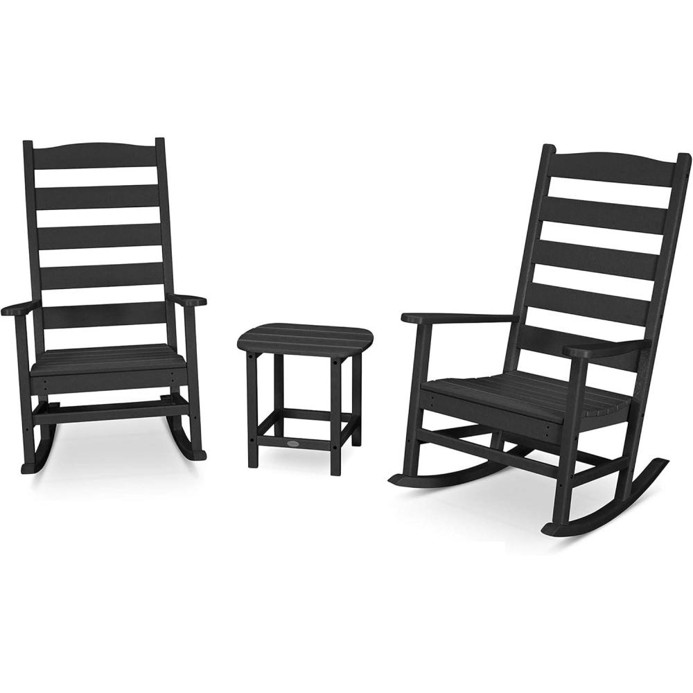 image:imagePOLYWOOD Black Outdoor Rocking Chairs Set of 2 Composite Rocking Chairs for Front Porch Patio or GardenBlack