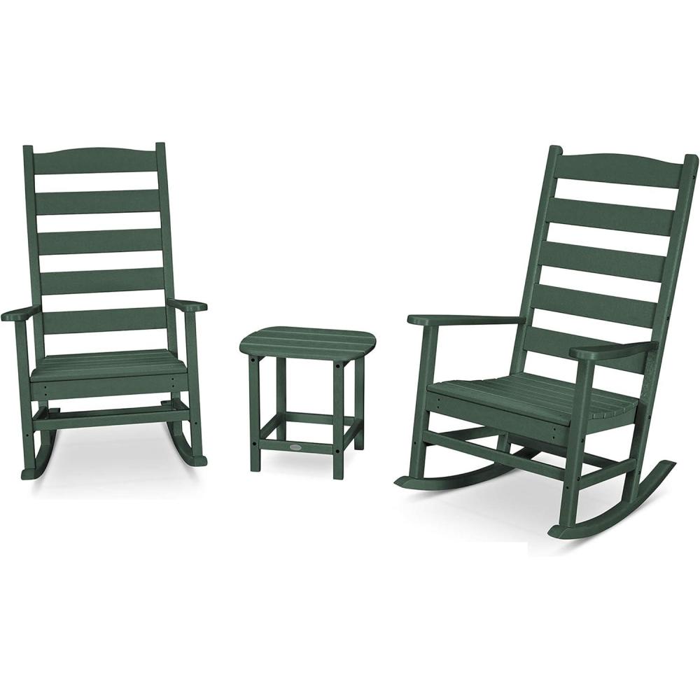 image:imagePOLYWOOD Black Outdoor Rocking Chairs Set of 2 Composite Rocking Chairs for Front Porch Patio or GardenGreen