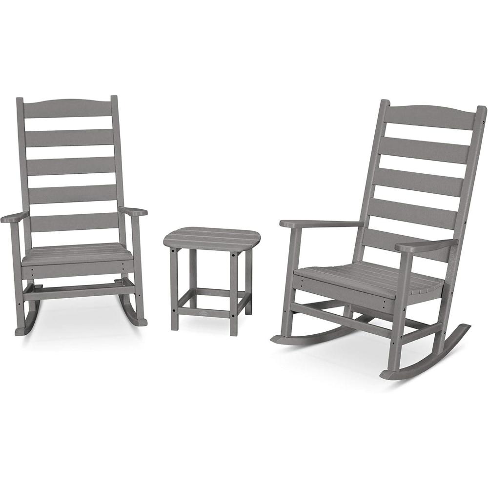 image:imagePOLYWOOD Black Outdoor Rocking Chairs Set of 2 Composite Rocking Chairs for Front Porch Patio or GardenSlate Grey