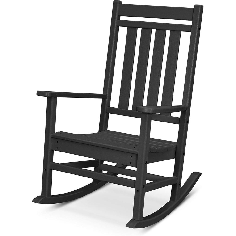 image:imagePOLYWOOD Plantation Porch Rocking Chair Slate Grey Heavy Duty HDPE Plastic Lumber Adult Size Outdoor Patio Deck Furniture Made in USABlack