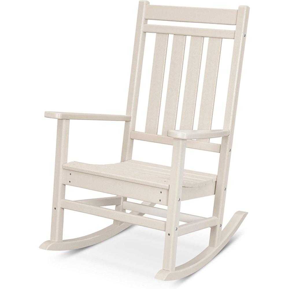 image:imagePOLYWOOD Plantation Porch Rocking Chair Slate Grey Heavy Duty HDPE Plastic Lumber Adult Size Outdoor Patio Deck Furniture Made in USASand