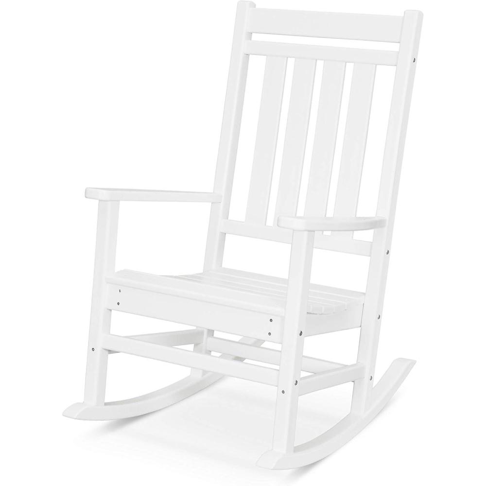 image:imagePOLYWOOD Plantation Porch Rocking Chair Slate Grey Heavy Duty HDPE Plastic Lumber Adult Size Outdoor Patio Deck Furniture Made in USAWhite