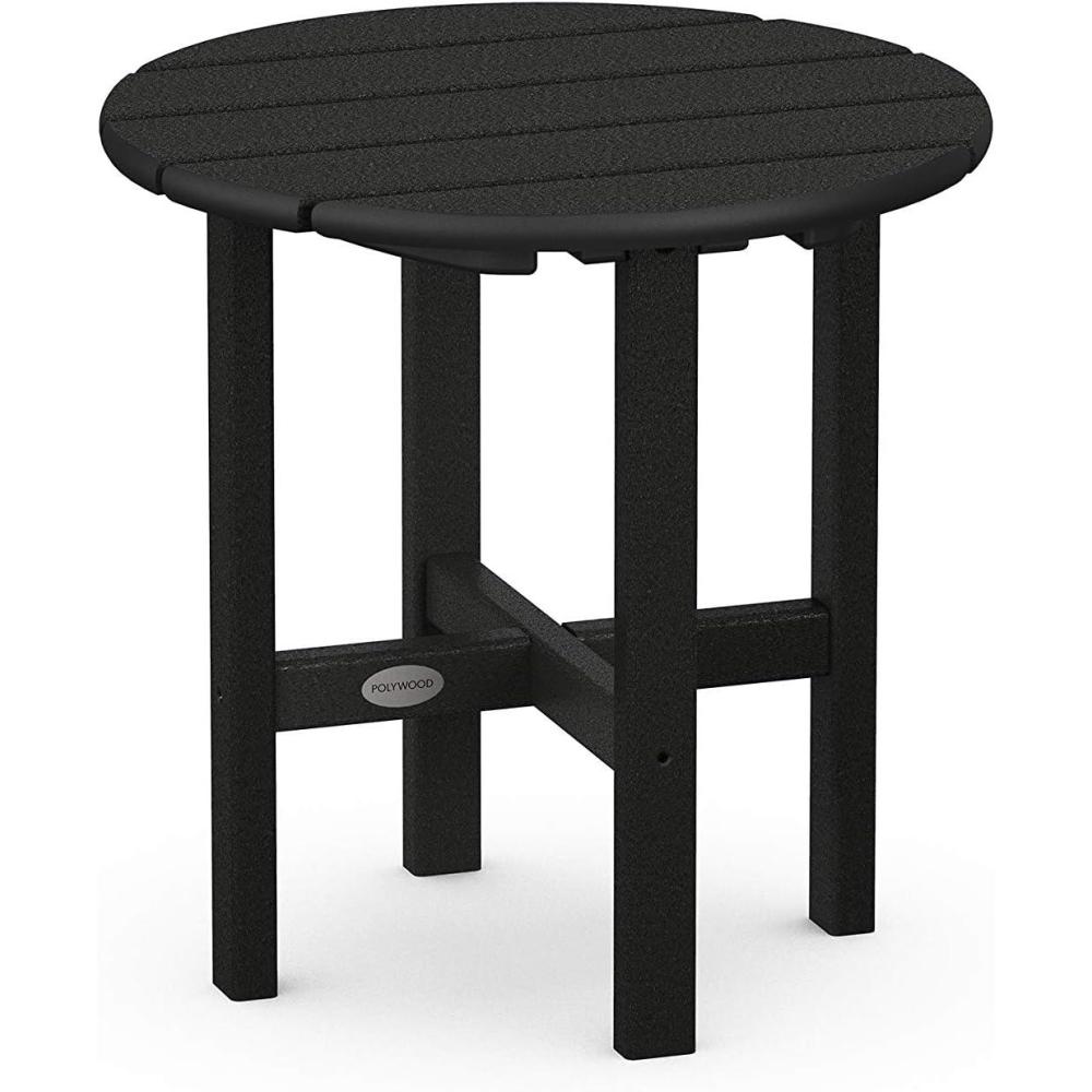 image:imagePOLYWOOD Round Side Table 18 Inch Outdoor End Table Recycled Plastic Patio Furniture Pool Deck Garden Hot Tub Accent Table NavyBlack