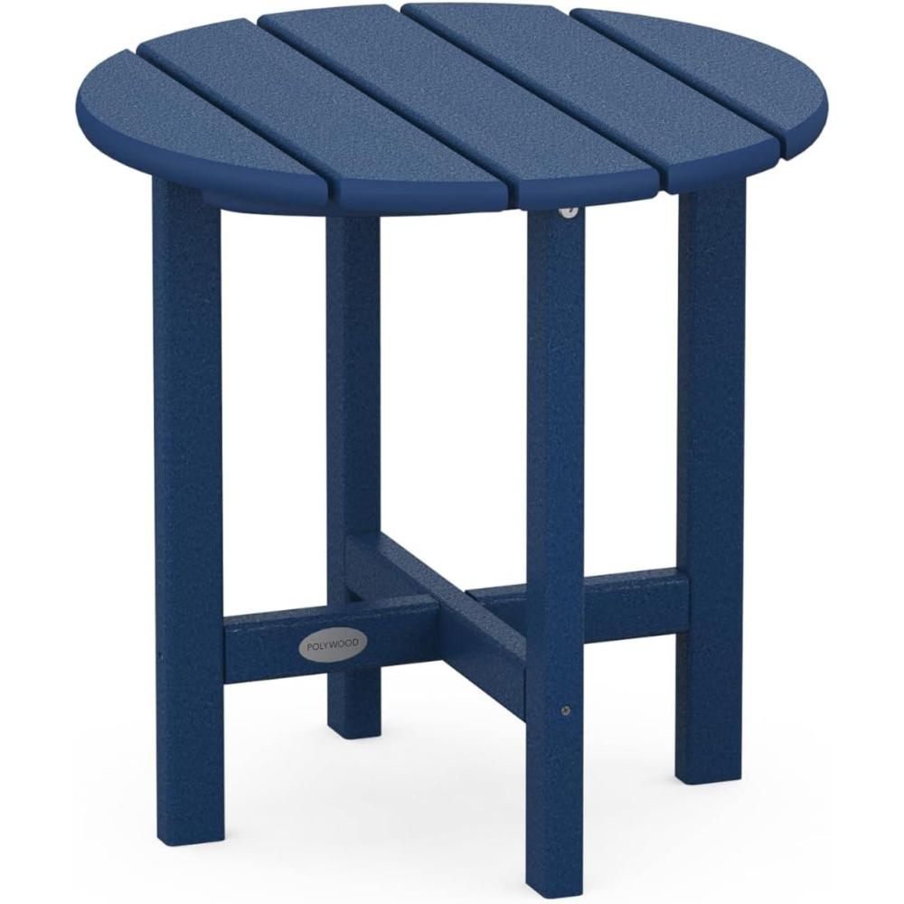 image:imagePOLYWOOD Round Side Table 18 Inch Outdoor End Table Recycled Plastic Patio Furniture Pool Deck Garden Hot Tub Accent Table NavyNavy