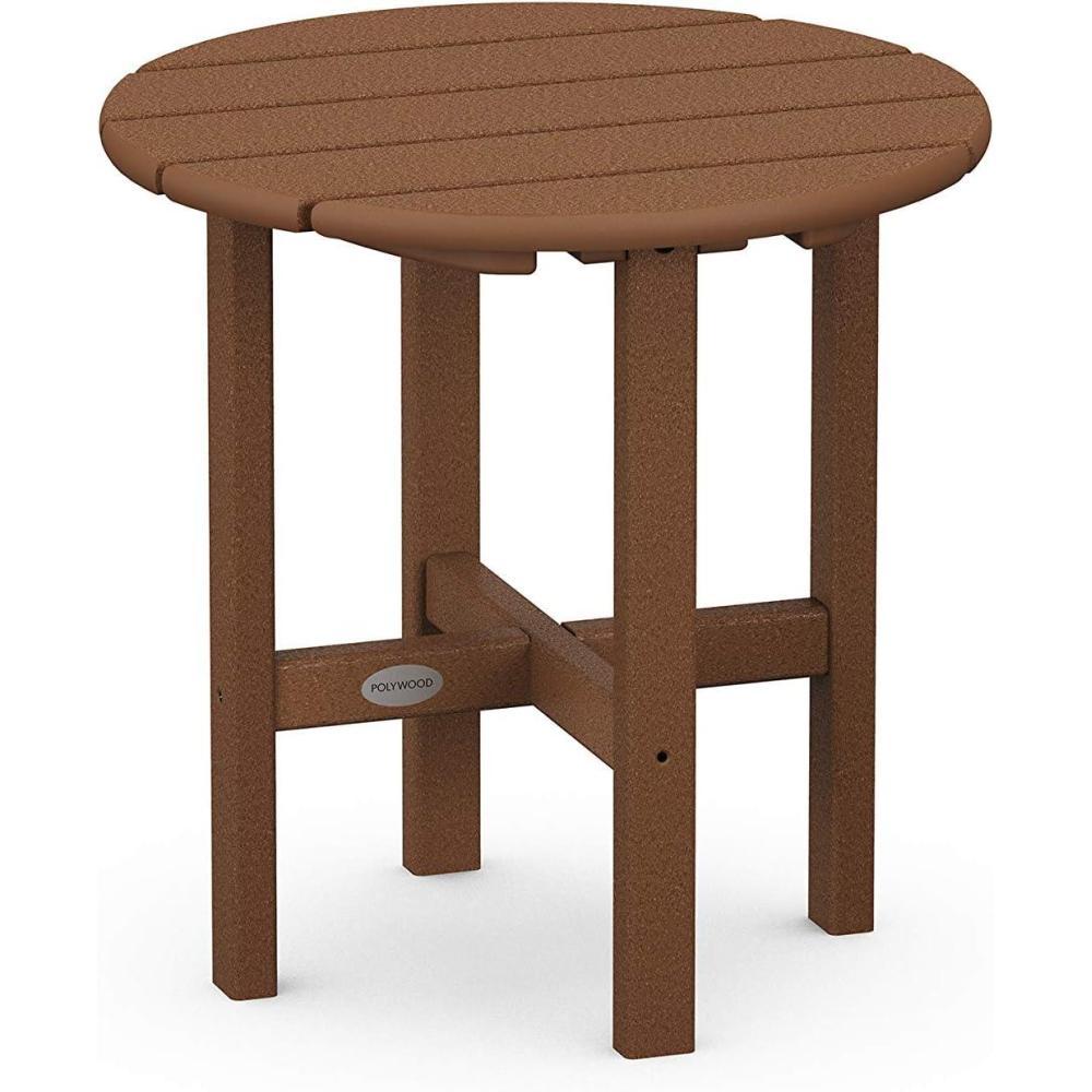 image:imagePOLYWOOD Round Side Table 18 Inch Outdoor End Table Recycled Plastic Patio Furniture Pool Deck Garden Hot Tub Accent Table NavyTeak