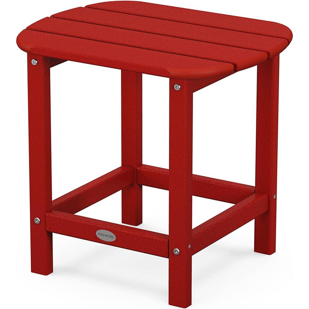 image:imagePOLYWOOD SBT18WH South Beach 18 Outdoor Side Table WhiteCrimson Red
