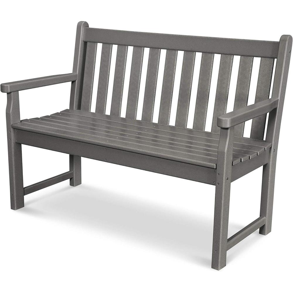image:imagePOLYWOOD TGB48WH Traditional Garden 48 Bench WhiteSlate Grey