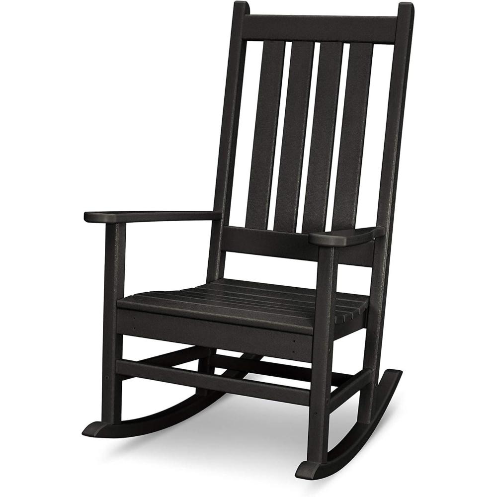 image:imagePOLYWOOD Vineyard Porch Rocking Chair HDPE Outdoor Rocker Patio Furniture Black Made in USABlack