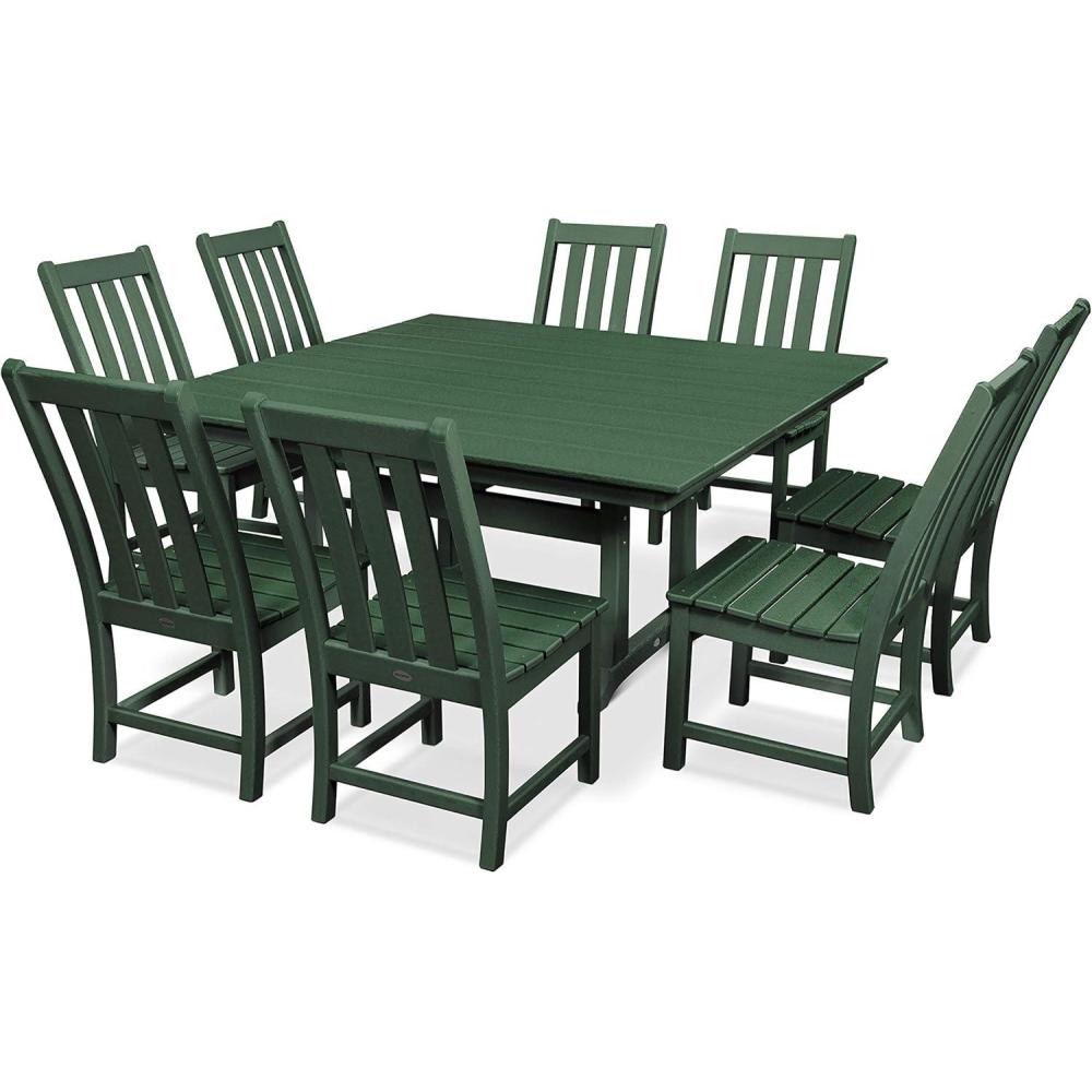 image:imagePolywood Vineyard 9Piece Farmhouse Dining Set BlackGreen