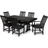 image:imagePolywood Vineyard 7Piece Outdoor Dining Set  Slate Grey HDPE Composite Patio Furniture Set with Table and 6 Chairs for Deck Garden BackyardBlack