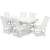 image:imagePolywood Vineyard 7Piece Outdoor Dining Set  Slate Grey HDPE Composite Patio Furniture Set with Table and 6 Chairs for Deck Garden BackyardWhite