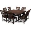 image:imagePolywood Vineyard 9Piece Outdoor Dining Set  Sand  HDPE Composite Patio Furniture  Table and 8 Chairs  FadeProof AllSeason Backyard DiningMahogany