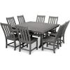 image:imagePolywood Vineyard 9Piece Outdoor Dining Set  Sand  HDPE Composite Patio Furniture  Table and 8 Chairs  FadeProof AllSeason Backyard DiningSlate Grey