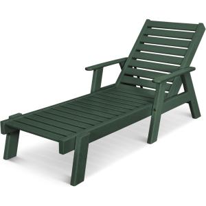POLYWOOD AC2678-1WH Captain Chaise with Arms, White(Green)