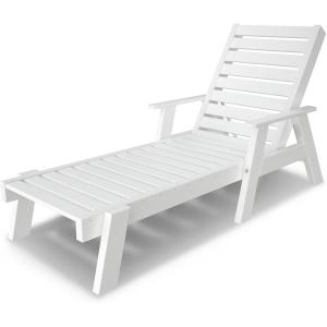 POLYWOOD AC2678-1WH Captain Chaise with Arms, White(White)