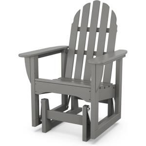 POLYWOOD ADSGL-1SA Classic Adirondack Glider Chair, Sand(Slate Grey)