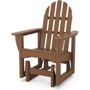 POLYWOOD ADSGL-1SA Classic Adirondack Glider Chair, Sand(Teak)