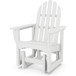 POLYWOOD ADSGL-1SA Classic Adirondack Glider Chair, Sand(White)