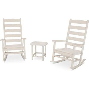 POLYWOOD® Black Outdoor Rocking Chairs Set of 2 – Composite Rocking Chairs for Front Porch, Patio, or Garden(Sand)