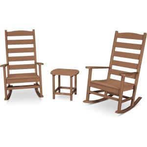 POLYWOOD® Black Outdoor Rocking Chairs Set of 2 – Composite Rocking Chairs for Front Porch, Patio, or Garden(Teak)
