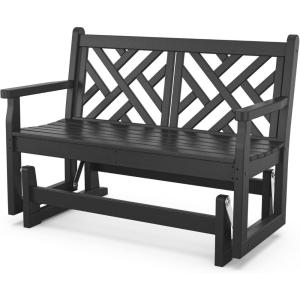 POLYWOOD CDG48TE Chippendale Glider, Teak(Black)
