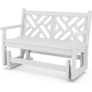 POLYWOOD CDG48TE Chippendale Glider, Teak(White)
