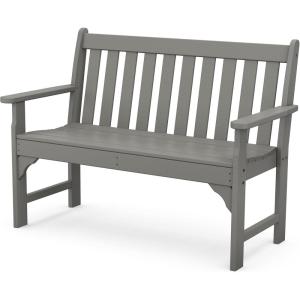 POLYWOOD GNB48BL Vineyard 48″ Bench, Black(Slate Grey)