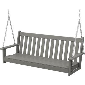 POLYWOOD GNS60WH Vineyard 60″ Swing, White(Slate Grey)