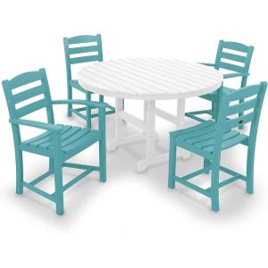 POLYWOOD® La Casa Café Dining Set, White(Aruba / White)