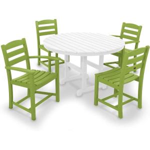 POLYWOOD® La Casa Café Dining Set, White(Lime / White)