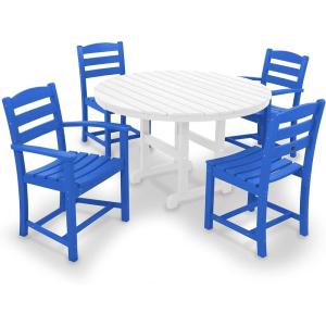 POLYWOOD® La Casa Café Dining Set, White(Pacific Blue / White)