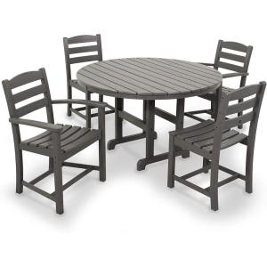 POLYWOOD® La Casa Café Dining Set, White(Slate Grey)