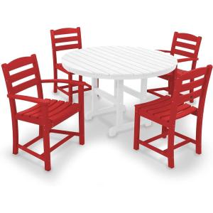 POLYWOOD® La Casa Café Dining Set, White(Sunset Red / White)