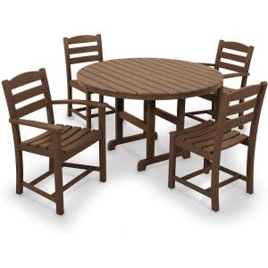 POLYWOOD® La Casa Café Dining Set, White(Teak)