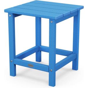 POLYWOOD Long Island 18″ Side Table, White(Pacific Blue)