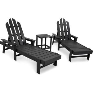 POLYWOOD® Long Island Chaise Set, White(Black)
