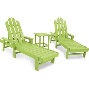 POLYWOOD® Long Island Chaise Set, White(Lime)