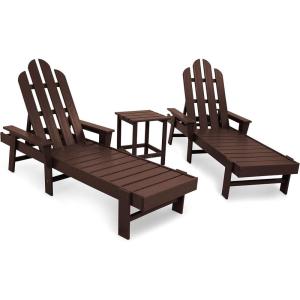 POLYWOOD® Long Island Chaise Set, White(Mahogany)