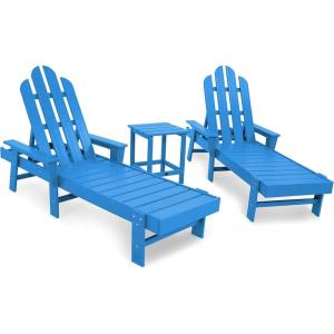 POLYWOOD® Long Island Chaise Set, White(Pacific Blue)