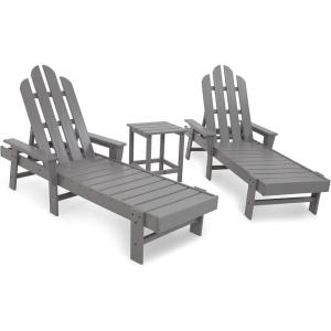 POLYWOOD® Long Island Chaise Set, White(Slate Grey)