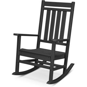 POLYWOOD Plantation Porch Rocking Chair, Slate Grey, Heavy Duty HDPE Plastic Lumber, Adult Size, Outdoor Patio Deck Furniture, Made in USA(Black)