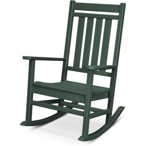 POLYWOOD Plantation Porch Rocking Chair, Slate Grey, Heavy Duty HDPE Plastic Lumber, Adult Size, Outdoor Patio Deck Furniture, Made in USA(Green)