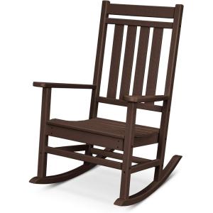 POLYWOOD Plantation Porch Rocking Chair, Slate Grey, Heavy Duty HDPE Plastic Lumber, Adult Size, Outdoor Patio Deck Furniture, Made in USA(Mahogany)