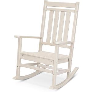POLYWOOD Plantation Porch Rocking Chair, Slate Grey, Heavy Duty HDPE Plastic Lumber, Adult Size, Outdoor Patio Deck Furniture, Made in USA(Sand)