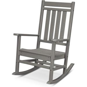 POLYWOOD Plantation Porch Rocking Chair, Slate Grey, Heavy Duty HDPE Plastic Lumber, Adult Size, Outdoor Patio Deck Furniture, Made in USA(Slate Grey)