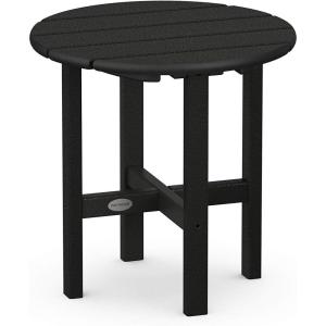 POLYWOOD Round Side Table, 18 Inch, Outdoor End Table, Recycled Plastic Patio Furniture, Pool Deck Garden Hot Tub Accent Table, Navy(Black)