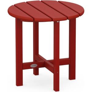 POLYWOOD Round Side Table, 18 Inch, Outdoor End Table, Recycled Plastic Patio Furniture, Pool Deck Garden Hot Tub Accent Table, Navy(Crimson Red)