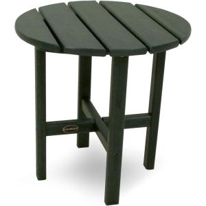 POLYWOOD Round Side Table, 18 Inch, Outdoor End Table, Recycled Plastic Patio Furniture, Pool Deck Garden Hot Tub Accent Table, Navy(Green)