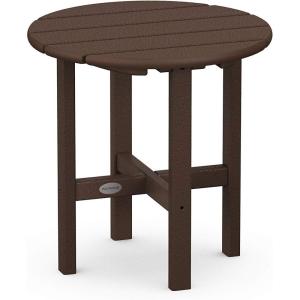 POLYWOOD Round Side Table, 18 Inch, Outdoor End Table, Recycled Plastic Patio Furniture, Pool Deck Garden Hot Tub Accent Table, Navy(Mahogany)