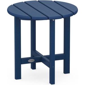 POLYWOOD Round Side Table, 18 Inch, Outdoor End Table, Recycled Plastic Patio Furniture, Pool Deck Garden Hot Tub Accent Table, Navy(Navy)